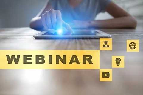 Webinar. E-Learning, Online Education concept. Personal development. Virtual Stock Photos