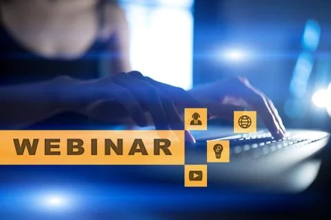 Webinar. E-Learning, Online Education concept. Personal development. Virtual Stock Photos