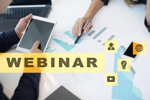 Webinar. E-Learning, Online Education concept. Personal development. Virtual Fotos Stock