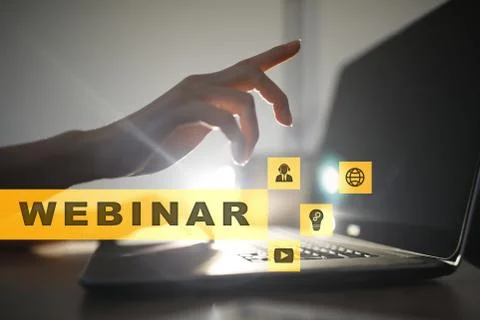Webinar. E-Learning, Online Education concept. Personal development. Virtual 库存照片