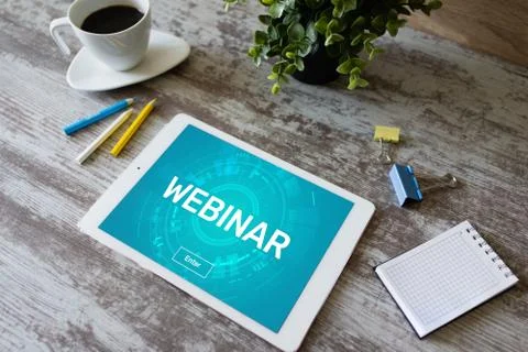 Webinar. Education, E-learning, Business study and personal Development concept. Stock-Fotos