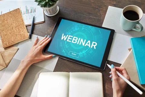 Webinar. Education, E-learning, Business study and personal Development concept 스톡 사진