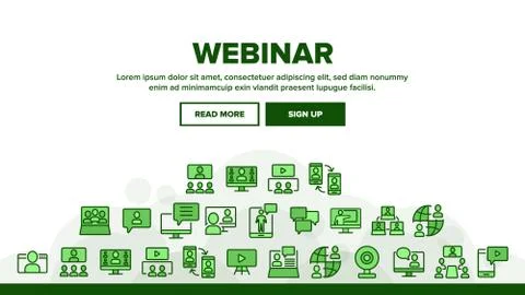 Webinar Education Landing Header Vector Stock Illustration