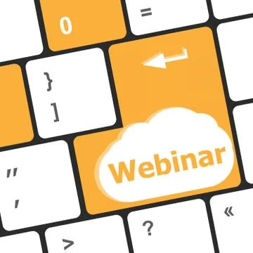 Webinar enter button on computer keyboard key Illustrazione stock
