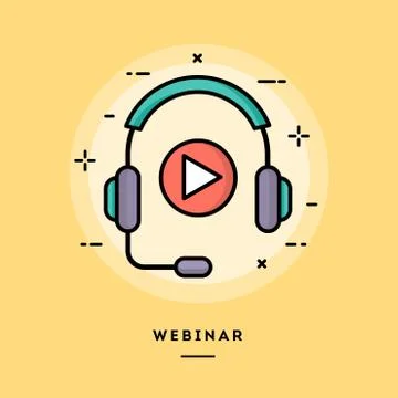 Webinar, flat design thin line banner Illustrazione stock