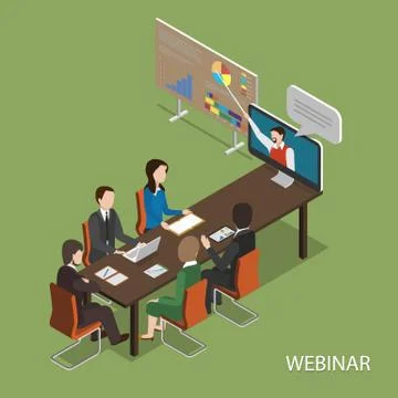 Webinar Flat Isometric Vector Concept. Stock Illustration