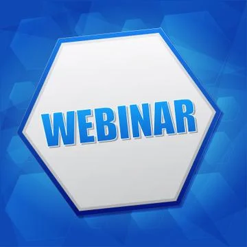 Webinar in hexagon, flat design Stock Illustration