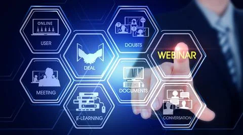 Webinar Hexagonal Touch Screen Concept Illustrazione stock