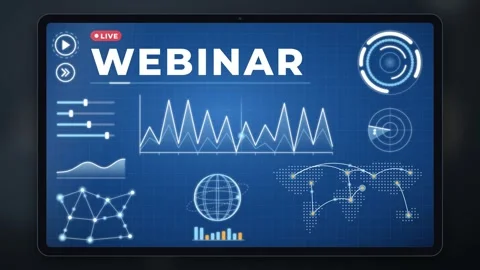 Webinar HUD Live Broadcast Interface Animation Data Visualization Elements Stock Footage 347928061