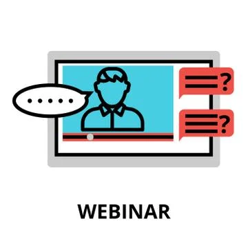 Webinar icon, flat thin line vector illustration Stock Illustration