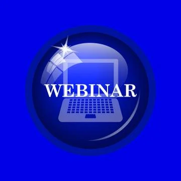 Webinar icon. Internet button on blue background. . Stock Illustration
