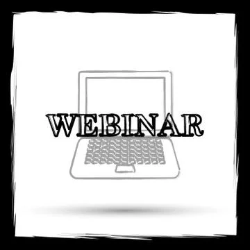Webinar icon. Internet button on white background. Outline design imitating p 스톡 일러스트