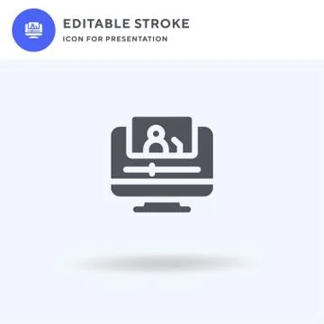 Webinar icon vector, filled flat sign, solid pictogram isolated on white, log Stock Illustration