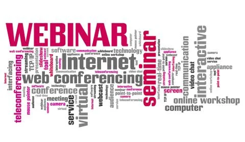 Webinar - internet concepts word cloud illustration. Word collage. Illustrazione stock