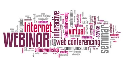 Webinar - internet concepts word cloud illustration. Word collage. Illustrazione stock