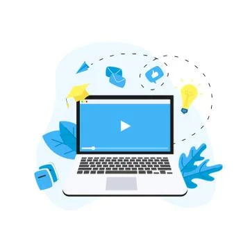 Webinar, internet conference, web based seminar, online education, e-learning fl 스톡 일러스트