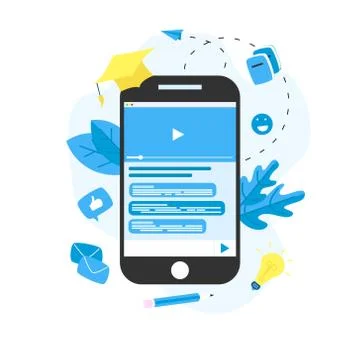Webinar, internet conference, web based seminar, online education, e-learning fl 스톡 일러스트