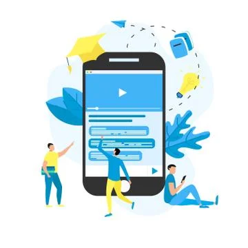 Webinar, internet conference, web based seminar, online education, e-learning fl Stock Illustration