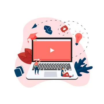 Webinar, internet conference, web based seminar, online education, e-learning fl 스톡 일러스트