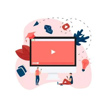 Webinar, internet conference, web based seminar, online education, e-learning fl Stock Illustration