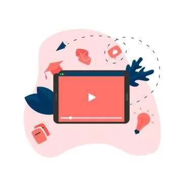 Webinar, internet conference, web based seminar, online education, e-learning fl Ilustración de archivo