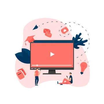 Webinar, internet conference, web based seminar, online education, e-learning fl 스톡 일러스트