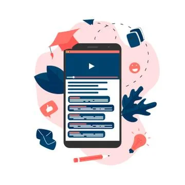 Webinar, internet conference, web based seminar, online education, e-learning fl 스톡 일러스트