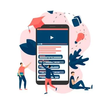 Webinar, internet conference, web based seminar, online education, e-learning fl イラスト素材