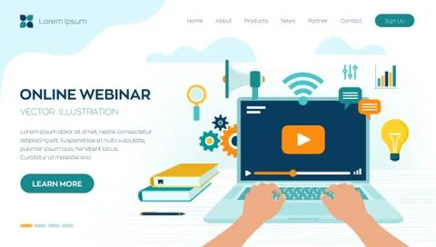 Webinar. Internet conference. Web based seminar. Distance Learning. E-learnin 스톡 일러스트