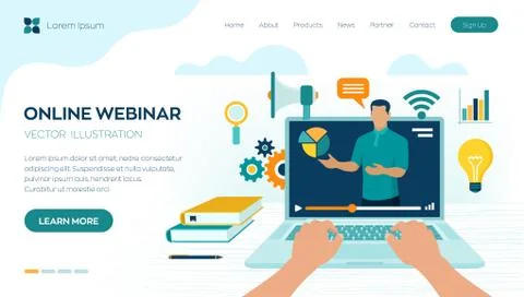 Webinar. Internet conference. Web based seminar. Distance Learning. E-learnin Stock Illustration