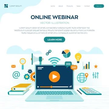 Webinar. Internet conference. Web based seminar. Distance Learning. E-learnin Stock Illustration