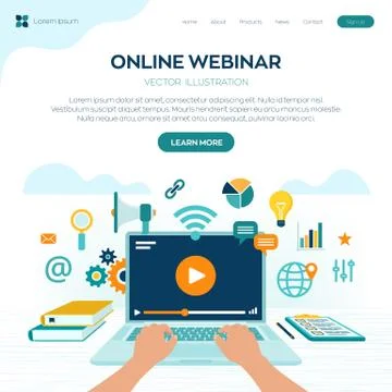 Webinar. Internet conference. Web based seminar. Distance Learning. E-learnin 스톡 일러스트
