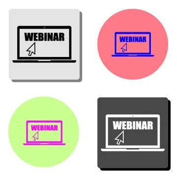 Webinar laptop. flat vector icon Stock Illustration