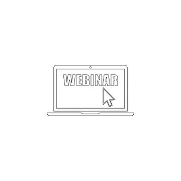 Webinar laptop. flat vector icon Stock Illustration