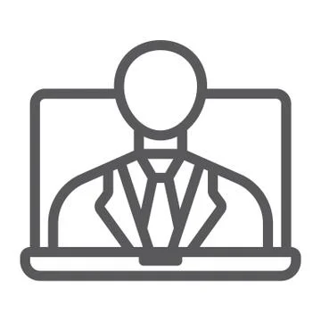 Webinar line icon, e learning and education イラスト素材