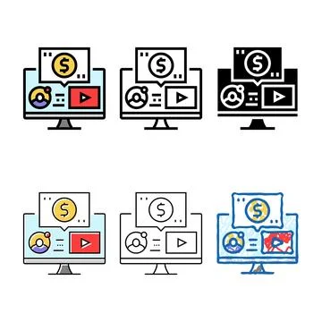 Webinar monetization color icon multistyle vector Stock Illustration