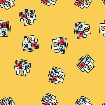 Webinar monetization vector seamless pattern 스톡 일러스트