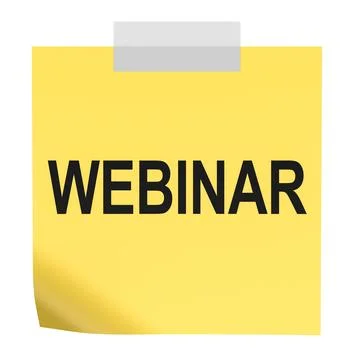 Webinar, note on yellow sticky paper. 3D rendering Stock Illustration