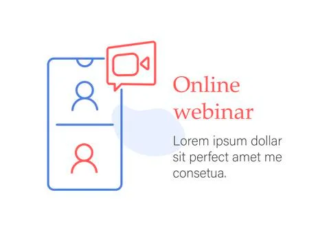Webinar online course, distant education, video lecture, group conference イラスト素材