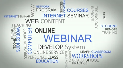 Webinar online develop solutions word tag cloud animation Stock Footage