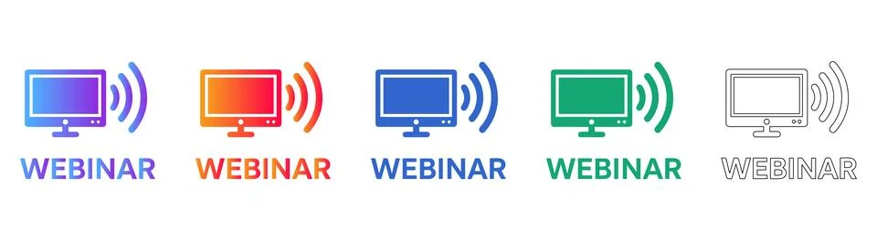 Webinar Online Presentation Icon Set Stock Illustration