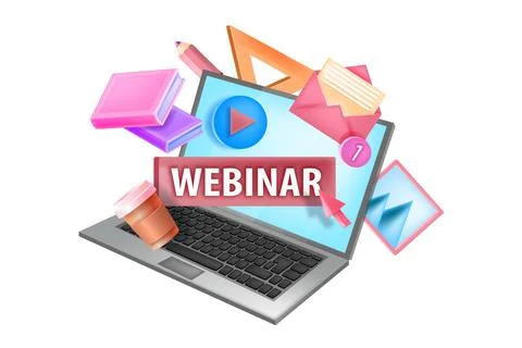 Webinar, online training logo, digital video courses vector icon isolated Stockillustratie