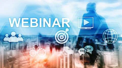 Webinar, Personal development and e-learning concept on blurred abstract back 스톡 일러스트