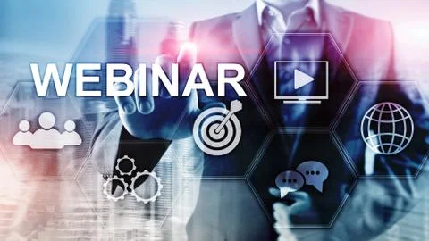 Webinar, Personal development and e-learning concept on blurred abstract back イラスト素材