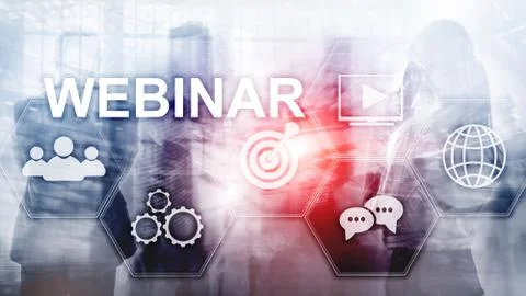 Webinar, Personal development and e-learning concept on blurred abstract Stock Photos