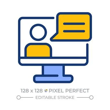 Webinar pixel perfect line color icon Stock-Illustration
