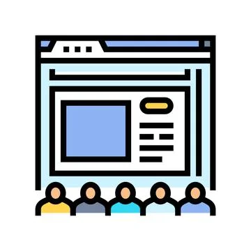 Webinar presentation virtual conference color icon vector illustration Illustrazione stock