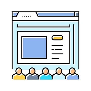 Webinar presentation virtual conference color icon vector illustration Stock Illustration