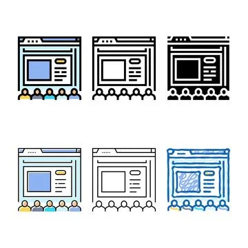 Webinar presentation virtual conference color variety icon vector Illustrazione stock