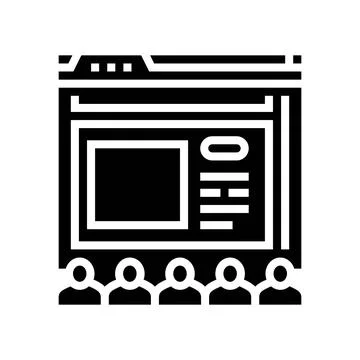 Webinar presentation virtual conference glyph icon vector illustration Illustrazione stock